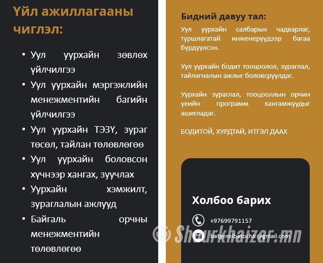 Уул уурхайн ТЭЗҮ, төсөл консалтинг